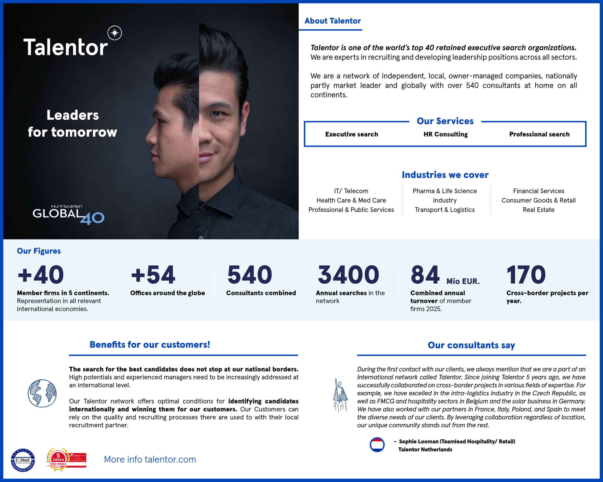 Carte du réseau international Talentor - plus de 30 pays et 50 cabinets partenaires